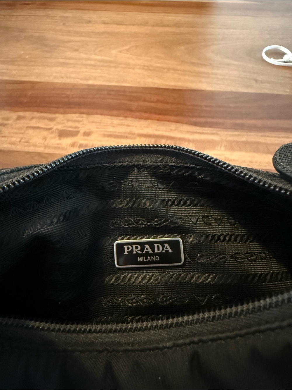 Prada Black Nylon Mini Shoulder Bag with Silver Hardware - Picture 5 of 6